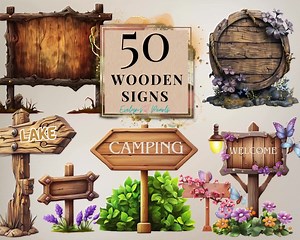 Wood Sign Clipart Fantasy Wood Sign Post PNG Floral Wooden Sign PNG Rustic Sign PNG Road Sign Clipart | Commercial Use Clipart Transparent - Etsy
