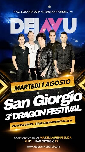 Pronti per la DRAGON BEER FEST di San Giorgio?!?! 🐉 🗓️ Martedì 1 agosto 📍 San Giorgio Piacentino 🏟️Centro Sportivo Comunale 🏊‍♀️Zona Piscina 🍗🍻Dalle 19,00 apertura stand gastronomici #dejavuliveband #dejavu #live #coverband #band #music #summer #instamusic #musicalive #piacenza #sanguorgio #sangiorgiopiacentino #dragonfestival | Deja vu