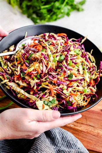 13K views · 78 reactions | Crisp, shredded cabbage tossed in a spicy sesame vinaigrette and topped with fresh cilantro, green onion, and peanuts for the perfect crunch! https://thestayathomechef.com/spicy-sesame-coleslaw/ | The Stay At Home Chef | Facebook