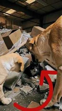 Smart Retriever Dog save cat stuck in debris #dogrescue #dog #rescue #rescueefforts