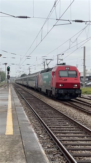 The Portuguese intercity train passing by on its way to Lisbon.