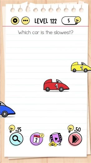 Brain Test Tricky Puzzles | Level 122 | which car is the slowest? | #braintestsolution #puzzlegame