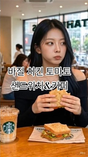 스타벅스 바질치킨토마토샌드위치&커피 #먹방#스타벅스#샌드위치#커피#Starbucks #Sandwich