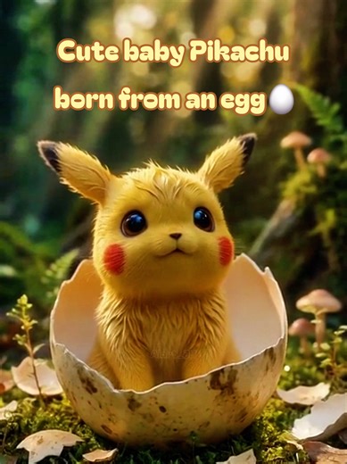 Cute baby Pikachu born from an egg🥚#cute #pikachu #baby #pokemon #fyp