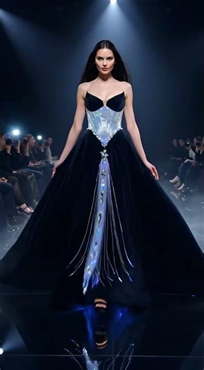 Paris Puffy Crystal Ball Gown: Luxe Futuristic Runway Glow ✨ (🇫🇷) #Shorts