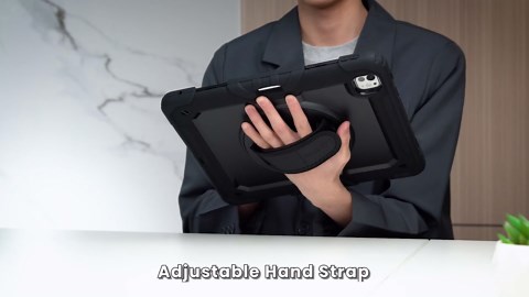 SEYMAC Case for iPad Pro 13 Inch M5 2025 / M4 2024, Heavy Duty Shockproof Protective Case with Screen Protector, 360° Rotating Stand, Hand/Shoulder Strap and Pen Holder, Black