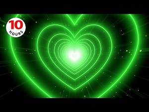 Neon Heart Tunnel Background💚Green Heart Background│LED Lights Heart Background Video Loop 10 hours