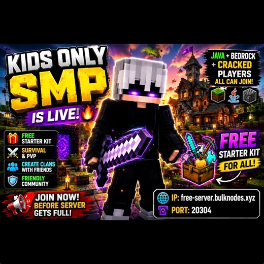 NEW Kids Only SMP is LIVE FREE Starter Kit Java + Bedrock + Cracked Join Now