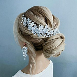 Dusty Blue Wedding Jewelry Set: Bridal Flower Hair Piece and Earrings - Etsy Canada