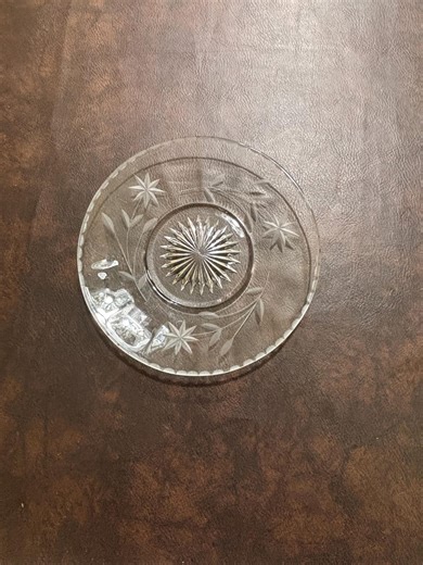 Vintage Etched Clear Glass Saucer, Starburst Center, 6.5” Round - Etsy