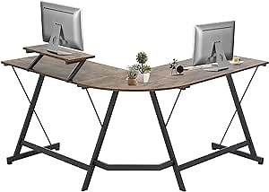 FDW Computer Desk, 51 Inchs L Shaped Desk with Large Monitor Stand Home Office Gaming Corner Desk Writing Study Workstation,Space-Saving