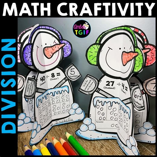 Winter Math Snowman Craft Intro to Division Equal Groups Practice Snow 3rd Grade, Printable Math Dividend Divisor & Quotient - Etsy UK