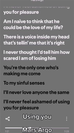 Using you-Mars Argo #idk #music #lyrics #idkwhatimdoingwithmylife #song #spotify