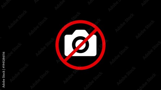 Camera Prohibited Sign Animation for Security Zones. No Camera Sign Animation for Privacy and Restricted Areas
