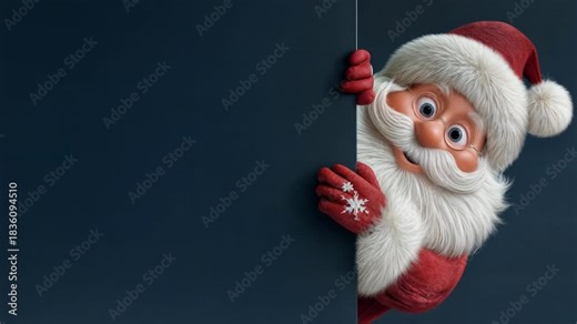 Sleepy cartoon santa leans on dark blue panel with closed eyes suggesting cozy winter night christmas countdown and relaxed festive mood for messages