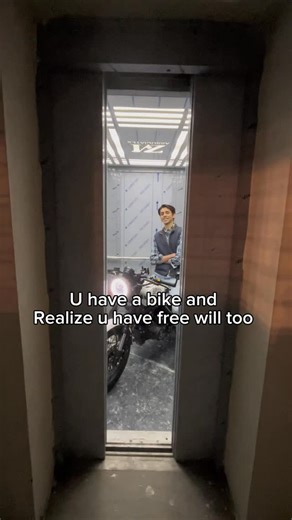 MUHAMMAD ABUBAKAR on Instagram: "I have a bike… and I realized I have free will. One random thought turned into a full scene. I looked at my bike and thought what’s actually stopping me? So I pressed the lift button, rolled my bike inside, went straight up to the rooftop… and just like that, I was riding on the roof. Engine sound echoing, open sky above me, city lights around me. It felt unreal. Not because it was crazy but because it was possible. Sometimes it’s not about breaking rules. It’s a