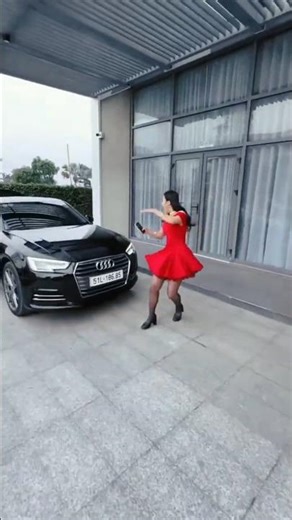 In a blink! ✨🚗#Shorts #Transition #OOTD #RedDress #Vibe #shortsfeed