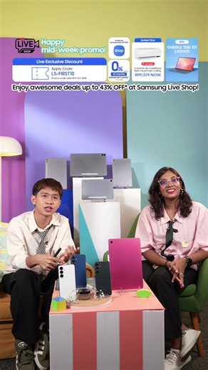 🔴🎥 [LIVE] Happy mid-week promo! Enjoy awesome deals up to 43% OFF* at Samsung Live Shop! *Promo code for discount : LS-FIRST10 (Valid until 5 October 2025) Learn more: http://spr.ly/MY_Samsung-Live-Shop_fb T&Cs apply. | Samsung