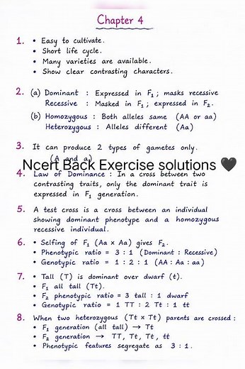 class 12 biology chapter 4 🧬 Principal of Inheritance and variations notes Ncert solutions exercise