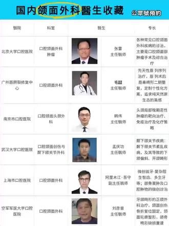 整理了全国颌面外科的医生，图中的医生都是各大医院的技术骨干，整理了一下各个医生的信息，希望有用#颌面外科 #全国 #广州唇腭裂修复 #正畸 #唇腭裂