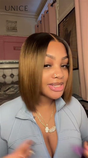 Unice Bye-Bye Slip Lace Wig Black to Chestnut Brown Ombre Yaki Bob Wig