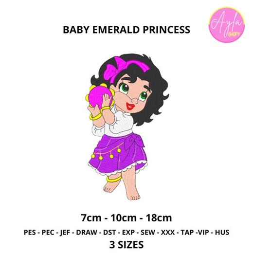 BABY EMERALD PRINCESS Embroidery - Etsy