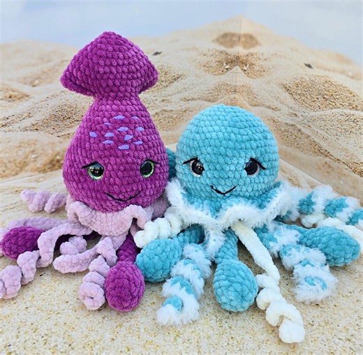 Squid and Jellyfish Crochet Pattern: Amigurumi Sea Creature (PDF Pattern) - Etsy