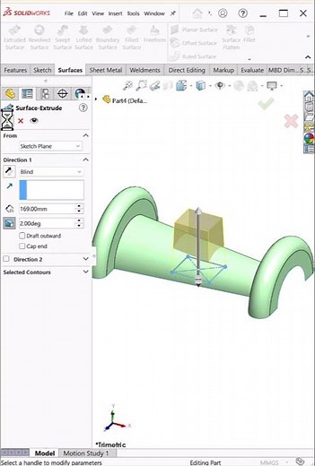 SolidWorks Surface Modeling Revolve, Trim & Knit Tutorial #shortsfeed #shorts