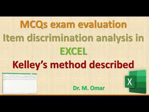 exam evaluation Item discrimination analysis Kelley’s method described Point Biserial correlation