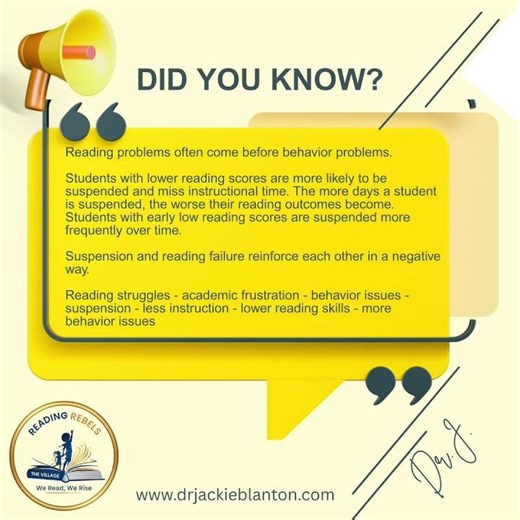 The Negative Cycle of Low Reading Skills and Suspension!