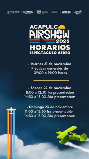 12K views · 73 reactions | ¡El Acapulco Airshow 2025 se acerca! ✈️ Consulta aquí los horarios de cada espectáculo del 21 al 23 de noviembre y vive la emoción de manera única en la Bahía Santa Lucía... ✨ Evelyn Salgado Pineda Gobierno del Estado de Guerrero Visita Acapulco | Sectur Guerrero | Facebook