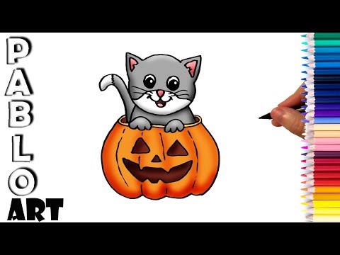 How to draw Cat for Halloween | step by step