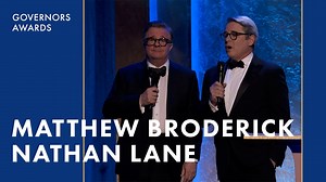 Matthew Broderick and Nathan Lane, who starred in the original Broadway production and the 2005 musical comedy adaptation of Mel Brooks' 'The Producers,' presented Brooks with an Honorary Oscar at the 14th Governors Awards on Tuesday, January 9, 2024. | The Academy