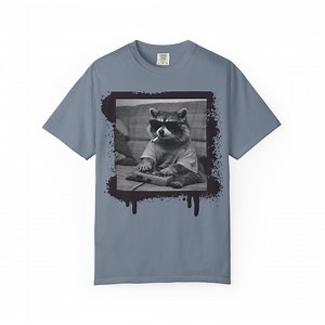Raccoon Portrait T-shirt | Grunge Frame Black and White Animal Tee - Etsy
