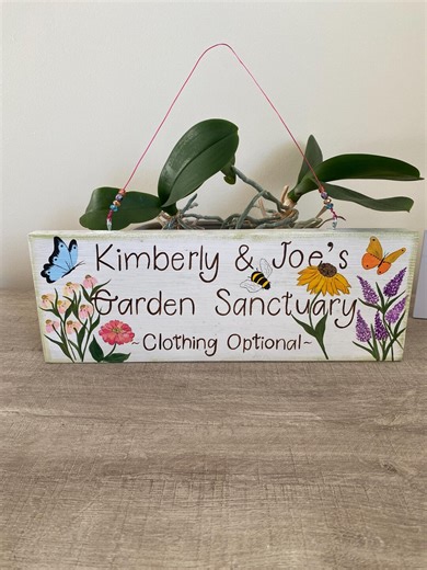 Personalized Garden Sign With Flowers & Butterflies – Hand Painted Custom Name Sign - Etsy