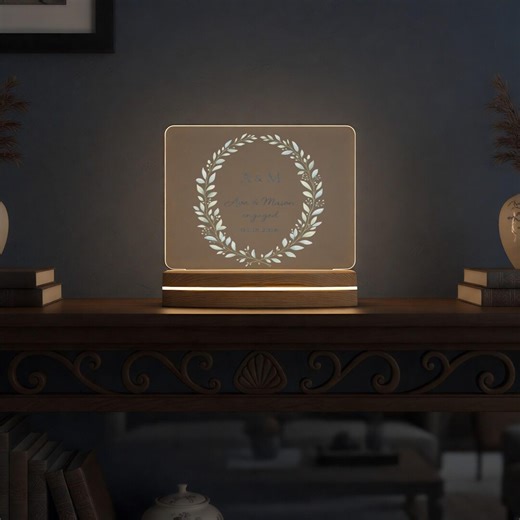 Personalized Engagement LED Night Lamp – Custom Acrylic Wedding Keepsake Gift - Etsy