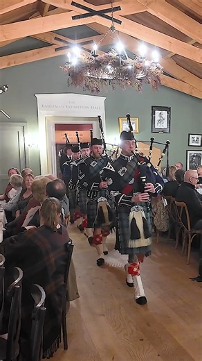 Ballater Pipe Band, led by Pipe Major James Cooper, march into 2026 Burns Night Supper playing 'Scotland the Brave'. This was on Saturday 24th January 2026 at the Braemar Gathering & Highland Games Centre and the band continued playing the tune Flett from Flotta. A Burns supper is a celebration of the life and poetry of the poet Robert Burns, the author of many Scots poems. The suppers are usually held on or near the poet's birthday, 25th January, known as Burns Night, and include the traditiona