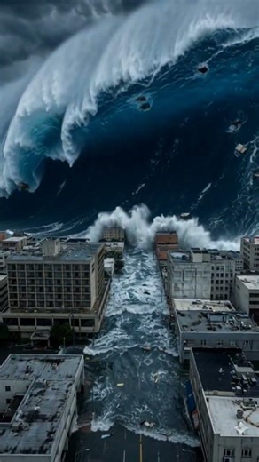 What If: 500M Tsunami Hit? 📉​#tsunami #megatsunami #aiart #simulation #disaster #scary #shorts
