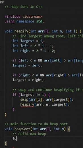 Heap sort using c++ #coding #cpp #algorithm #dsa #array #datastructures #programming #btech