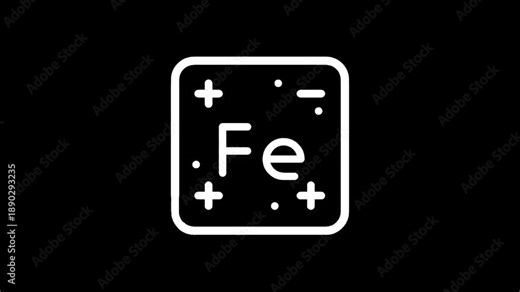 Periodic table element symbol for iron, Fe, with atomic number 26