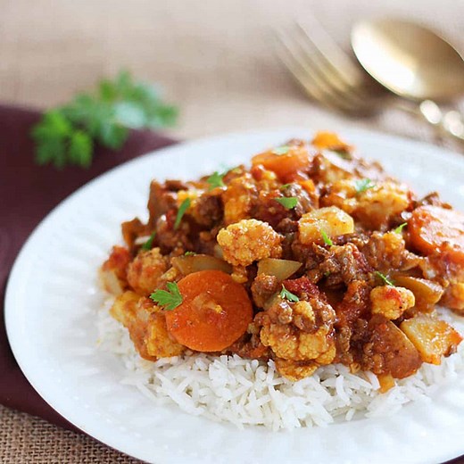 Cauliflower Ground Beef Curry Recipe - Leelalicious