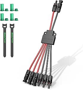 Bateria Power Solar Connectors for 3 Solar Panels, IP68 Waterproof Solar Panel Connectors Splitter, 6 to 2 Y Branch Parallel Adapter for Solar Cable Extension