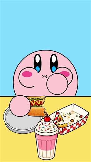 kirby animation - hot dog + loaded french fries with milkshake