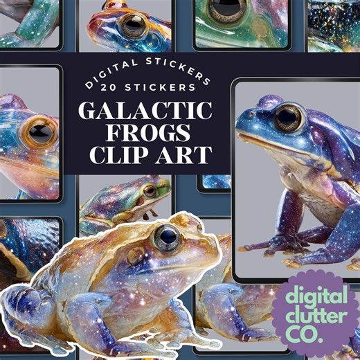 Galactic Frogs Clip Art | Cosmic Amphibian Transparent PNG Stickers - Etsy
