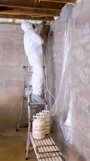 Fine Homebuilding Magazine on Instagram: "Here’s a look at what goes behind prepping to air-seal with the Froth-Pak™ 200 Foam System. Surface prep, proper PPE, and following manufacturer instructions are essential for a safe application and a long-lasting air barrier. Watch the full install at the link in bio 🔗 #AirSealing #EnergyEfficiency #Remodel #SprayFoam #Basement #FrothPak"