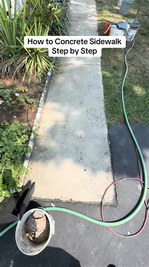 Concrete Sidewalk Step by Step Start 2 Finish #DIY #concrete #sidewalk #longervideos #construction | Ellaonwheels0