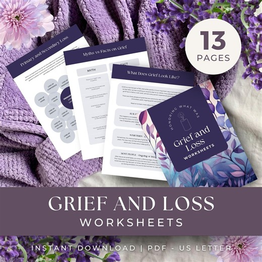 Grief and Loss Worksheet, INSTANT DOWNLOAD, Grief Recovery, Grief Workbook, Coping Skills, Therapy Resources for Understanding Grief - Etsy