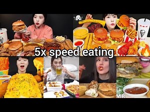 5x speed eating sound | FAST FOOD COMPILATION | ASMR MUKBANG | Satisfying Eating sound 🔥😱