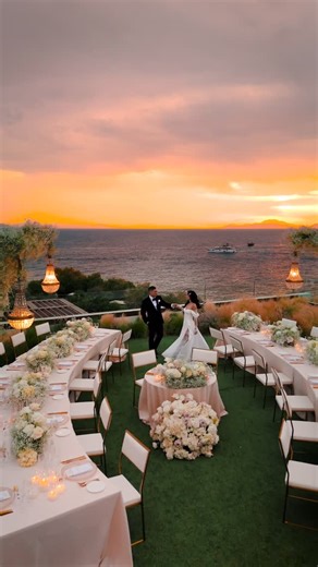JEREMY AUSTIN on Instagram: "Our wedding night was like a fairytale that we wished would never end 🤵🏻👰🏻‍♀️✨ Here’s a glimpse at part of our breathtaking reception location at @fsathens just moments before all of our guests arrived for an unforgettable sunset dinner 🤍 After months and months of planning and mapping out the design and overall feel that we wanted to evoke at our wedding, it was so rewarding to see our vision come to life and we couldn’t help but feel overwhelmed with awe + gra