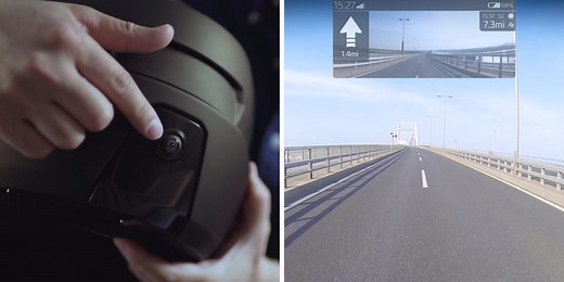 This motorbike helmet has a rear view camera that gives the rider a 360-degree view